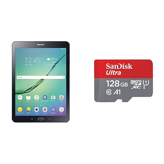 Samsung Galaxy Tab S2 T813 24,6 cm (9 7 Zoll) Wi Fi Tablet PC (1,8 GHz + 1,4GHz 3GB RAM Android) schwarz & SanDisk Ultra 128G