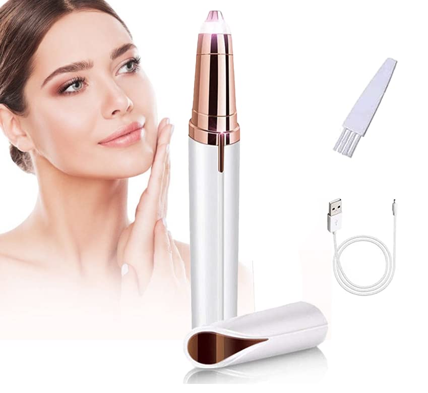 Rechargeable Eyebrow Hair Remover, USB Rechargeable Painless Precision Portable Electric Eyebrow Trimmer, Safe Eyebrow Razor Tool Eyebrow Razor Tool for Face, Lips, Nose,White