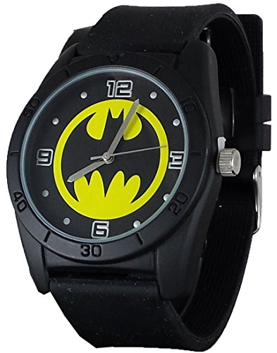 Batman yellow round emblem strap watch