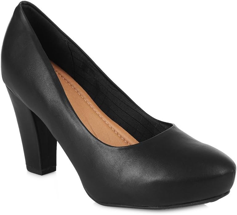 PICCADILLY 693001 HIGH HEEL CREW SHOE/CABIN SHOE WITH PADDED INSOLE FOR EXTRA COMFORT (42, Black)