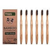 Natural Eco-Friendly Activated Charcoal Premium Bamboo Toothbrush | Pack of 6 | BPA Free Soft Bristle With Comfortable, Biodegradable Handle