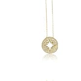 925 Sterling Silver Gold Plated Celestial Necklace Pendant CZ Cubic Zirconia 16’’+1’’ Extender