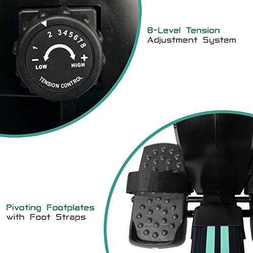 Harvil Magnetic Rowing Machine Rower with 8-Level Tension Resistance System, LCD Monitor and Transport Wheels