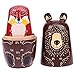 EchoDone 5 pcs Aminal Nesting Dolls Bear Wooden Matryoshka Dolls for Kids Handmade Cute Cartoon Animals Pattern Russian Nesting Doll Toy Children's Day Gift