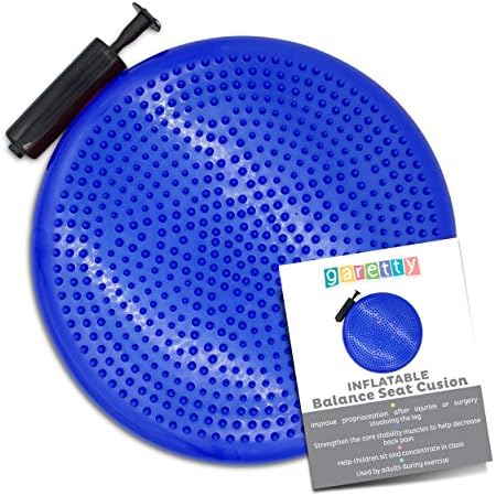 Balance Seat Cushion Disc with Bonus Pump Improves Stability Alignment and Tactile Sensory Input 9Blue)