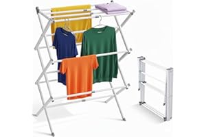Stanz (TM) Large Expandable Clothes Drying Rack Fold Away Laundry Rack Collapsible 3 Tiers Clothes Drying Rack Steel Max. 30"