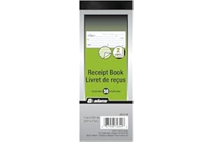 Adams Receipt Book, 2-Part Carbonless Payment Forms, Sequentially Numbered, 2-3/4" x 7-3/16", White/Canary, 50 Sets, Compact 