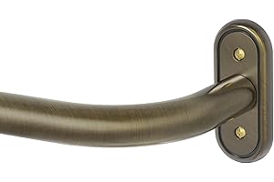 Wrap Around Antique Bronze Curtain Rod, Ceiling Blackout Curtain Rods for Windows 48 to 84 Inch, 1" Adjustable Curved Matel B