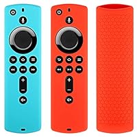 [2 Pack] Remote Case Cover Compatible with Fire TV Stick 4K Remote Control - Pinowu Anti Slip Case (Red+ Turquoise)