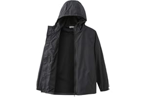 GRANDWISH Boys Girls Waterproof Rain Jacket, Lightweight Active Hooded Raincoat Kids 6-14