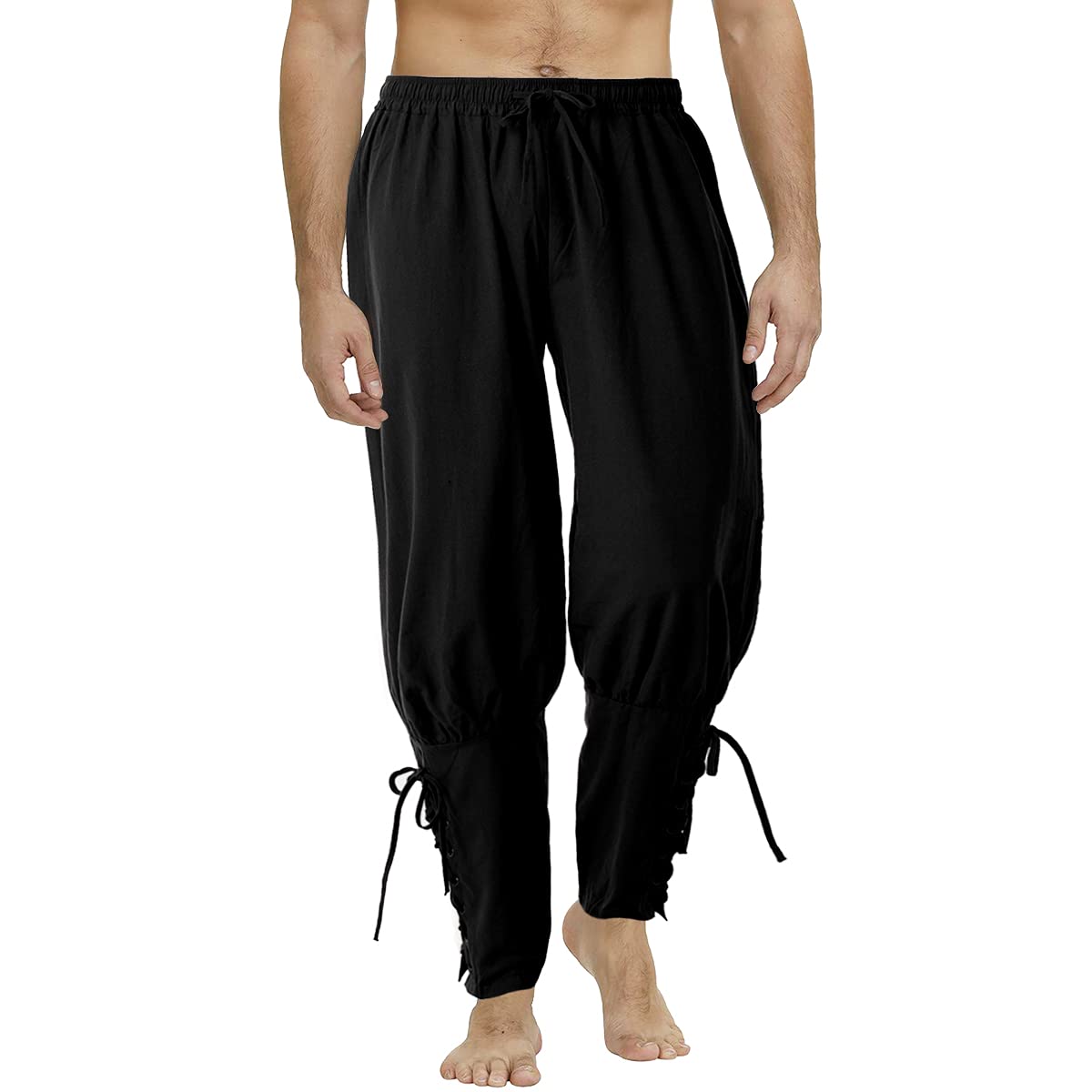 COSDREAMER Men's Medieval Pants Viking Pirate Costume Trousers Black XXL — image 1