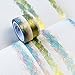 Gold Washi Tape Set of 2 Rolls – Unique design Gold Colorful Sea Wave Decorative DIY Japanese Masking Adhesive Sticky Paper Washi Tape Set (width: 15mm)