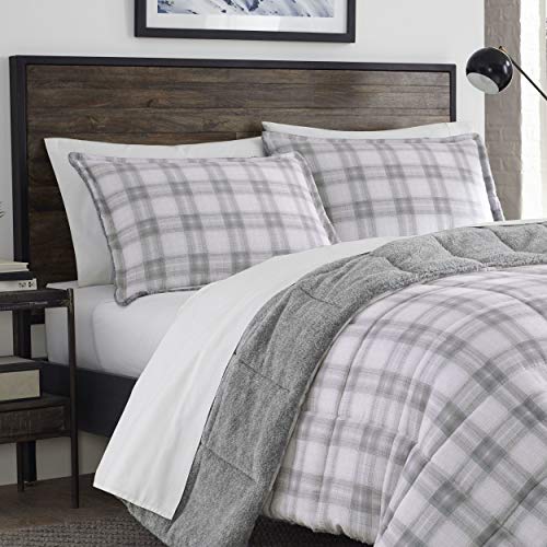 Eddie Bauer Sherwood Sherpa Comforter Set, King, Grey Plaid Pricepulse