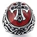 KONOV Mens Stainless Steel Ring, Biker Vintage Celtic Cross, Red Black Silver