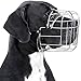 BRONZEDOG Dog Muzzle Adjustable Durable Metal Wire Basket for Large and Extra Large Dogs with Leather Straps Breathable, Drinkable, Training, Prevents Biting (Stainless Steel, Great Dane)