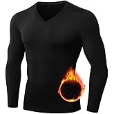 Tesuwel Men's Thermal Compression Shirts V Neck Fleece Lined Long Sleeve Athletic Base Layer Tops for Running Workout