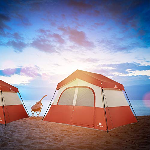 TOMOUNT 5 Person Tent - Easy & Quick Setup Camping Tent, Professional Waterproof & Windproof Fabric, 3 Large Mesh for Ventilation, Double Layer, Anti-UV, Lightweight & Portable with Carry Bag, Red