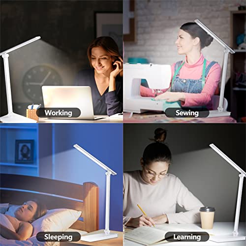 Desk Lamp with USB Charging Port,LED EyeCaring Nightstand Lamp,Touch