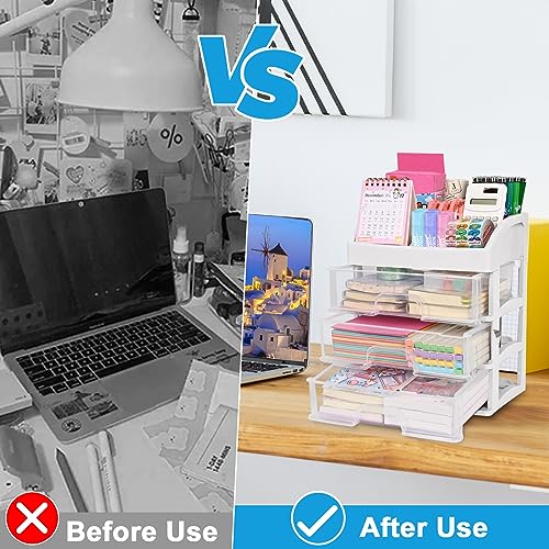 KAYYUKI WH 4-LAYER DESKTOP DRAWER ORGANIZER – PEN HOLDER AND OFFICE SUPPLIES DESK ORGANIZER WITH SLIDING DRAWER, IDEAL FOR OFFICE AND HOME WORKSPACES.