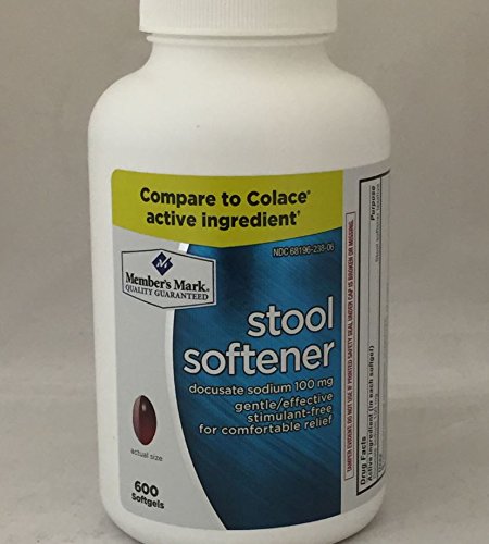 Member's Mark Stool Softener Docusate Sodium 100mg (1 bottle (600 softgels))