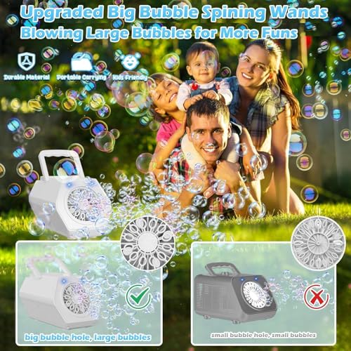 Professional Automatic Portable USB Rechargeable Bubble Machine - 10000 Bubbles/Min, 2 Speed, 240ML Tank, Bubble Toys for Kids, for Birthday/Wedding/Party/Outdoor