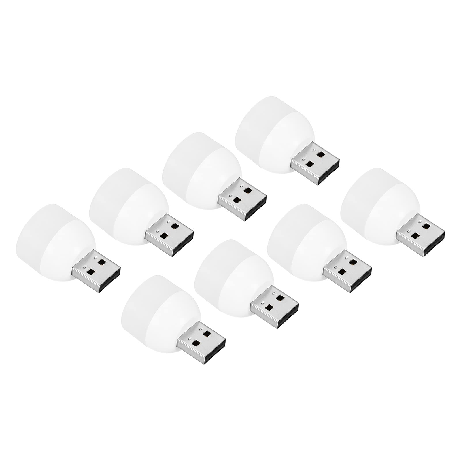 PATIKIL USB Night Light, 8 Pack 1W Portable Plug-in Mini LED Bulb for Home Decor Reading Sleeping Camping, White, Warm White