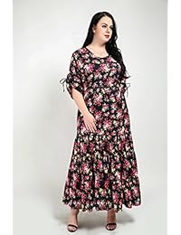 Vestido largo floral vintage de talla grande con manga 3 4 de CANASOUR para mujer 1674