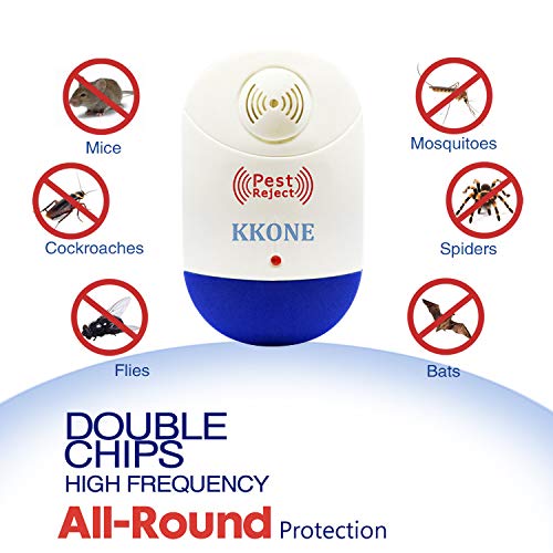 KKONE Ultrasonic Pest Repeller 4 Packs, 2021 Upgraded Pest Control Reject Devices Electronic Plug in Repellent Defender Home Indoor for Rat Mosquito Mice Spider Ant Roaches Bugs Flea Insect