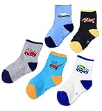 Mingming Little Boys' Carton Car Socks (Pack of 5)