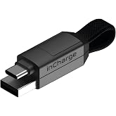 Rolling Square inCharge 6 - Keychain USB C Charger Cable, Lightning Cable and Micro-USB for Smartphone, Universal Cable Charger 6 in 1, USB Plug, 15W, Gray