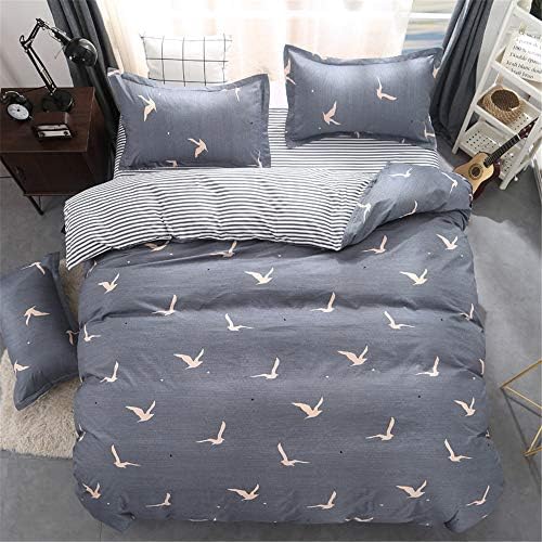 Fansu Duvet Cover Set 4 Piece, Super Soft 100% Microfiber Polyester Elegant Cute Style Bedding Bedroom Sets Duvet Quilt Cover Pillowcases (180x220cm-1.8M,Little bird)