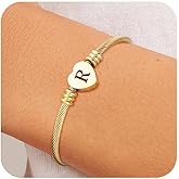 ASCONA Valentines Day Gifts for Her Gold Initial Bracelets for Women Non Tarnish Dainty Stainless Steel Heart Letter A-Z Bracelet Adjustable Cuff Bangle Bracelets for Teen Trendy Cute Bridesmaid Birthday Gifts Jewelry