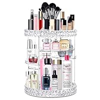 alvorog Makeup Organizer 360 Degree Rotating Cosmetic Storage Case DIY Makeup Carousel Spinning Holder with Adjustable Shelves Large Capacity for Jewelry, Makeup Brushes and Lipsticks (Small)