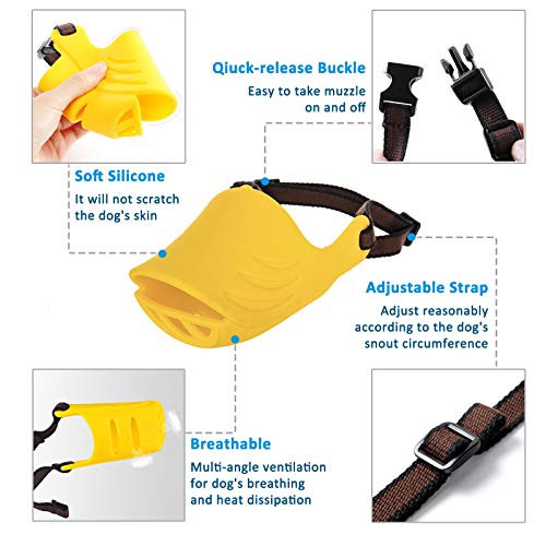LUCKYPAW Dog Muzzle for Small Dogs Corgi Poodle to Prevent Barking, Biting, and Chewing, Soft Duck Silicone Mouth Cover… - Image 3