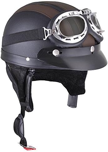 Retro Motorcycle Scooter Harley Half Helmet Open Face Goggles Scarf Color Opt