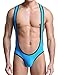Sandbank Men’s Sexy Mesh Wrestling Singlet Underwear Jockstrap Bodysuit Jumpsuit (M, Blue)