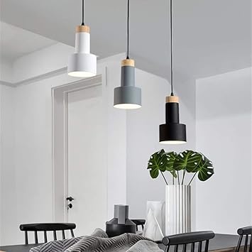 Amazon Ledアイアンクラフト天井ランプイエローウォームライトブラックホワイトグレーシャンデリアダイニングリビングルームスタディ寝室 シンプルモダン カラー グレー Houtiaxdyt ペンダントライト