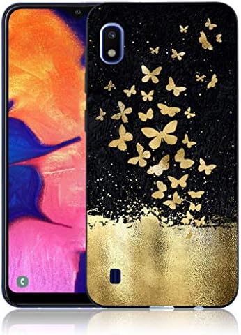 Yunbaoz Case for Huawei P30 Lite, Black Embossing Cover Soft TPU Relief Imitation Liquid Silicone Series of You Deserve It, Gold Butterfly