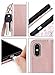 ULAK Compatible with iPhone Xs/iPhone X Wallet Case, Premium PU Leather Flip Cover with Card Holder Kickstand Shockproof Protective Cases for iPhone X/XS 5.8 inch, Rose Gold Flora