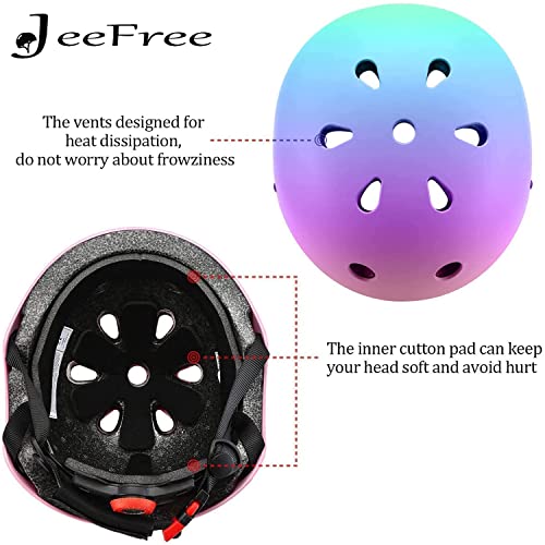 JeeFree Color Gradient Adjustable Helmet for Toddler Kids Youth Boys