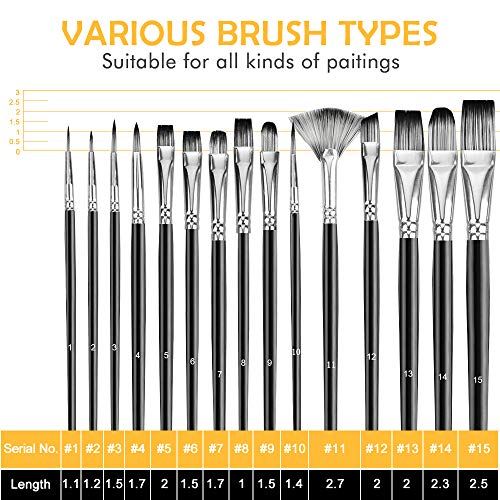 Acrylic Paint Brush Set,60 Piece Professional Painting Set,Includes 24 Acrylic Paints,30 Pcs Paint Brushes with Case,2 Paint Knife,2 Sponge,1 Palette for Oil,for Artists,Students,Beginner