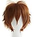 Alacos Unisex Cosplay Short Straight Hair Wig Girl Boy Anime Con Party Dress Wigs Brown Wig+ Free Wig Cap