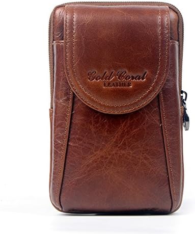 Langzu Men's Genuine Leather Cell Phone Holder Bag Waist Fanny Pack Small Messenger Bag