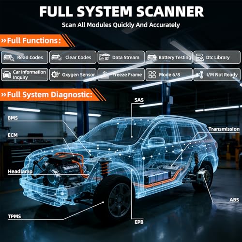 OBD2 Car Diagnostic, OBD2 Italian Diagnostic Error Car Engine OBDII EOBD Diagnosis Testing Battery and I/M Readiness Car Emissions with OBD2 Functions, 13 Languages Supported for All OBDII Vehicles