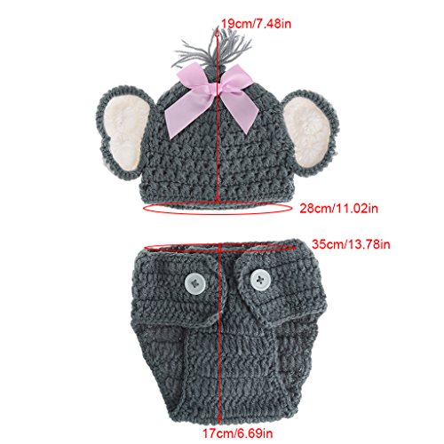 cici store Newborn Baby Girls Boys Photo Props Crochet Knitted Hat And Pants Set Photography Props Costume Outfits (girl) - Thumbnail 6