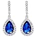 EleQueen 925 Sterling Silver Full Cubic Zirconia Teardrop Bridal Dangle Earrings Blue