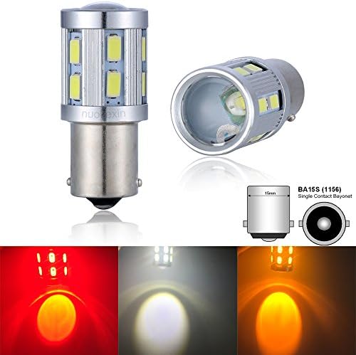 Nuokexin 2Pcs White 1156 P21W Parking Rear Blub 12 x 5630 SMD + 1 COB LED 13 Emitters DC 12V 1073 1619 7527 89 5007 (White)