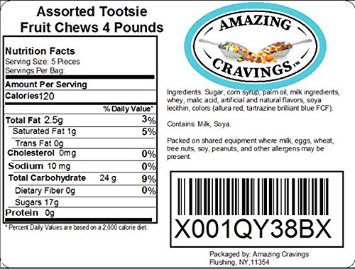 image for Tootsie Roll Bulk - Tootsie Fruit Chews Candy - Assorted Flavors - 4 P