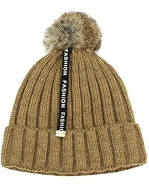 LetdownBaby Beanie Cap Cotton Letter Knitted Ball Warm Children Hats For Boys Girls (Coffee)