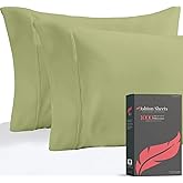 Ashton Sheets 100% Egyptian Cotton King Pillow Cases Set of 2 - Luxury 1000 Thread Count Cotton King Size Pillowcases (Sage Green), Extra Soft, Cooling Sateen Weave Hotel Quality Bed Pillow Covers